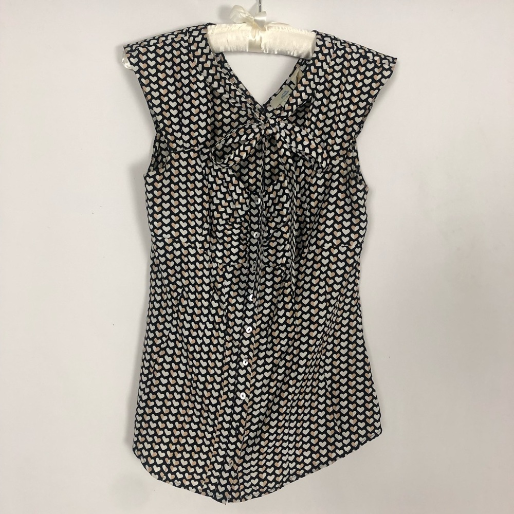 Anthropologie Odille Silk Sleeveless Heart Blouse